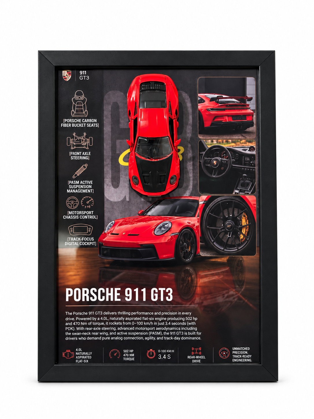 Red Porsche 3D Car Frame – A4