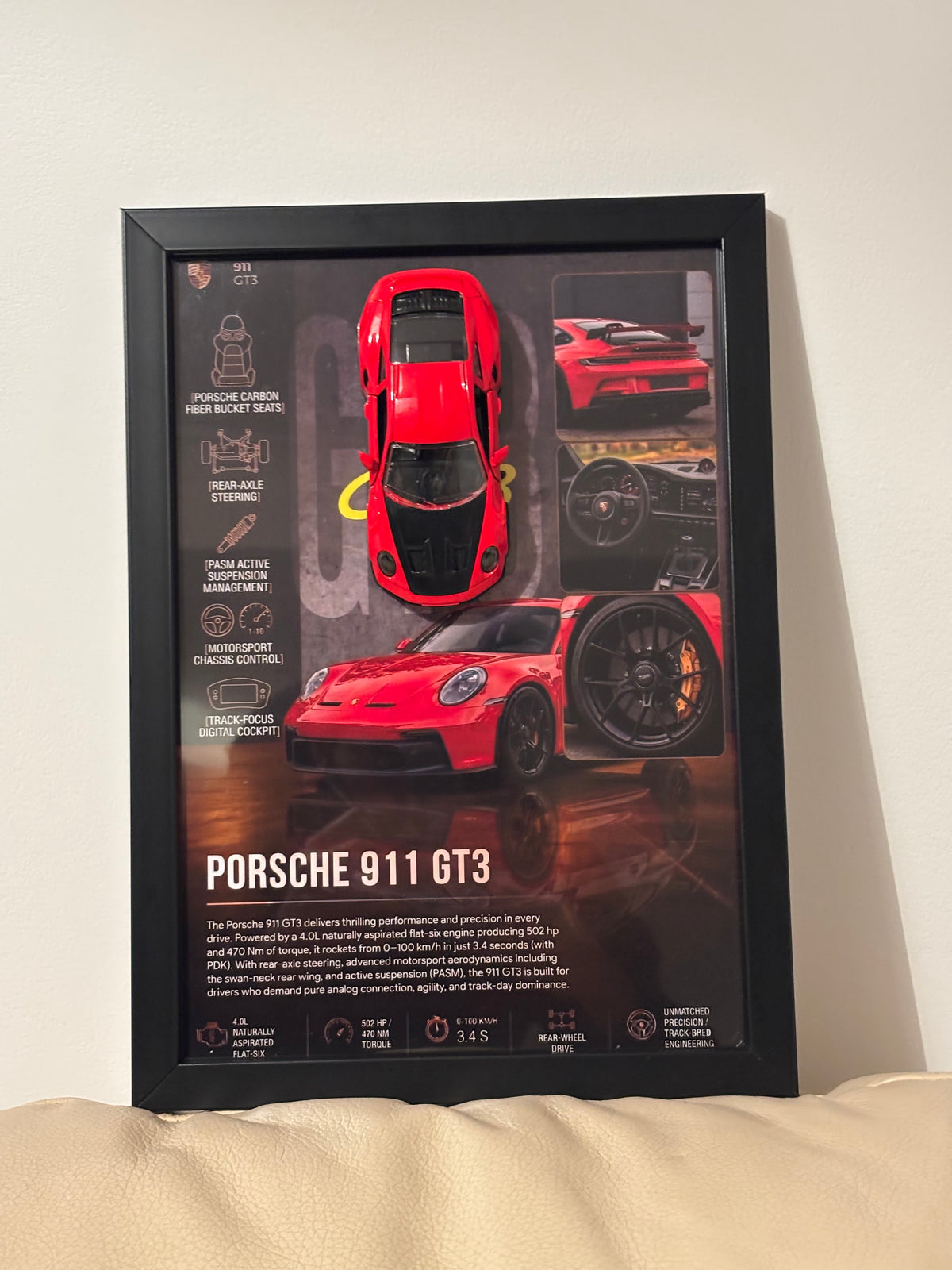 Red Porsche 3D Car Frame – A4
