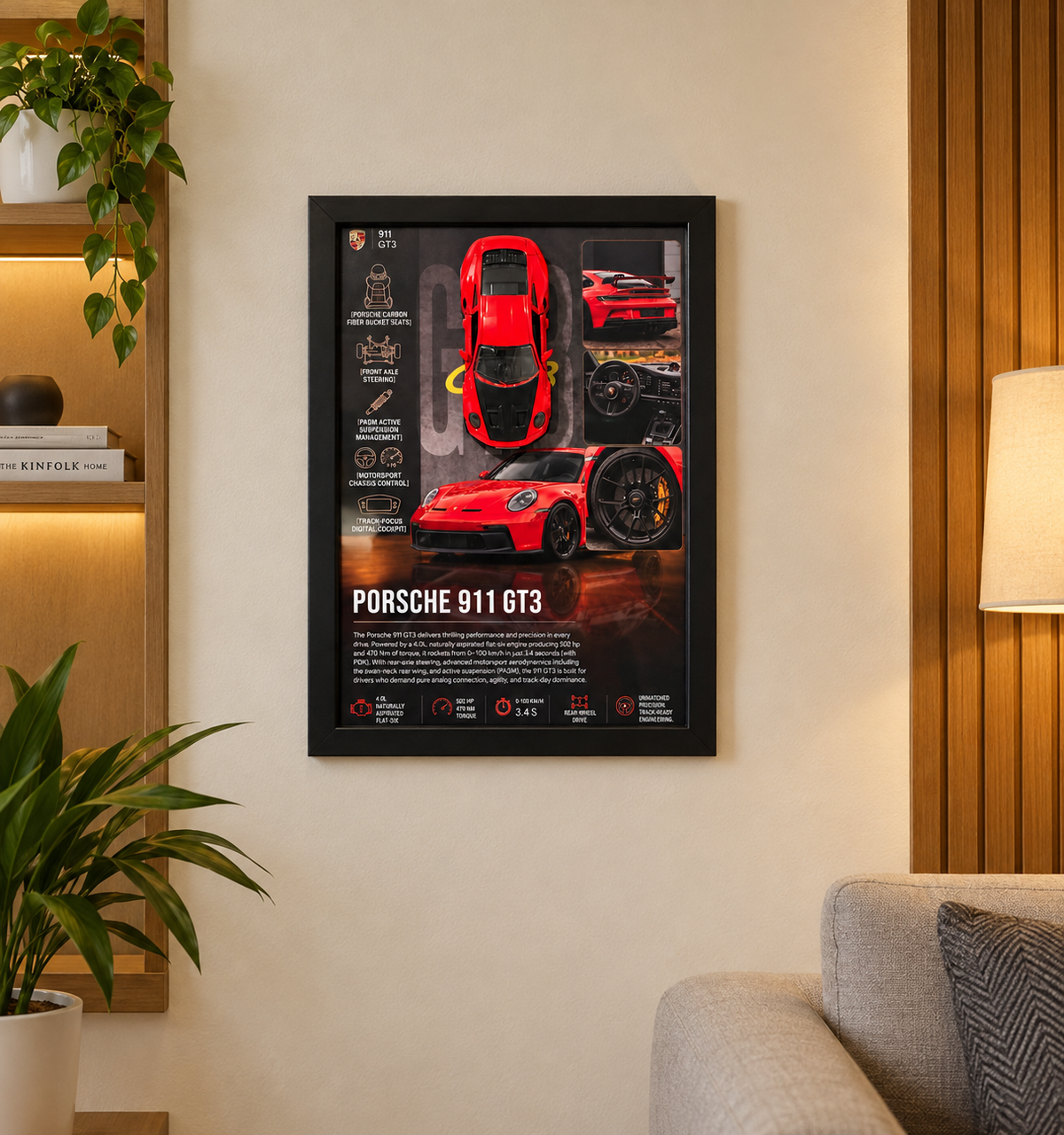 Red Porsche 3D Car Frame – A4