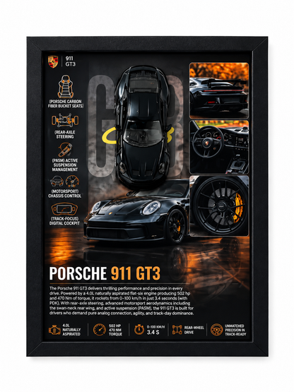Black 911 3D Car Frame – A4